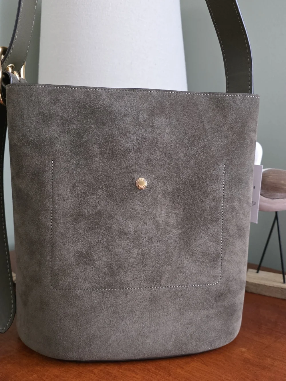 Coach Bleecker CCC24 Olive Suede Leather Bucket Shoulder Bag NWT